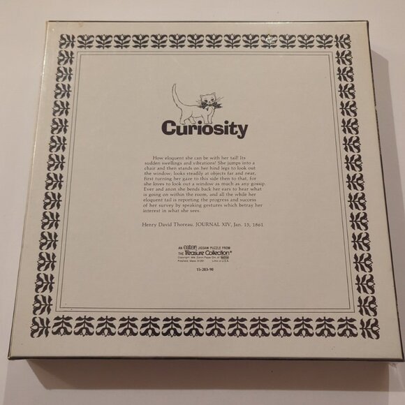 1976 Eaton TREASURE COLLECTION ROUND PUZZLE Curiosity Cat Henry Thoreau Sealed - Picture 3 of 5